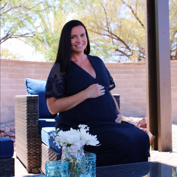 Blue Lace MATERNITY Dress - Picture 6 of 7